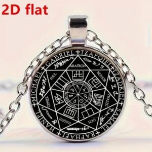 7 Archangels Black and Silver Pendant Necklace